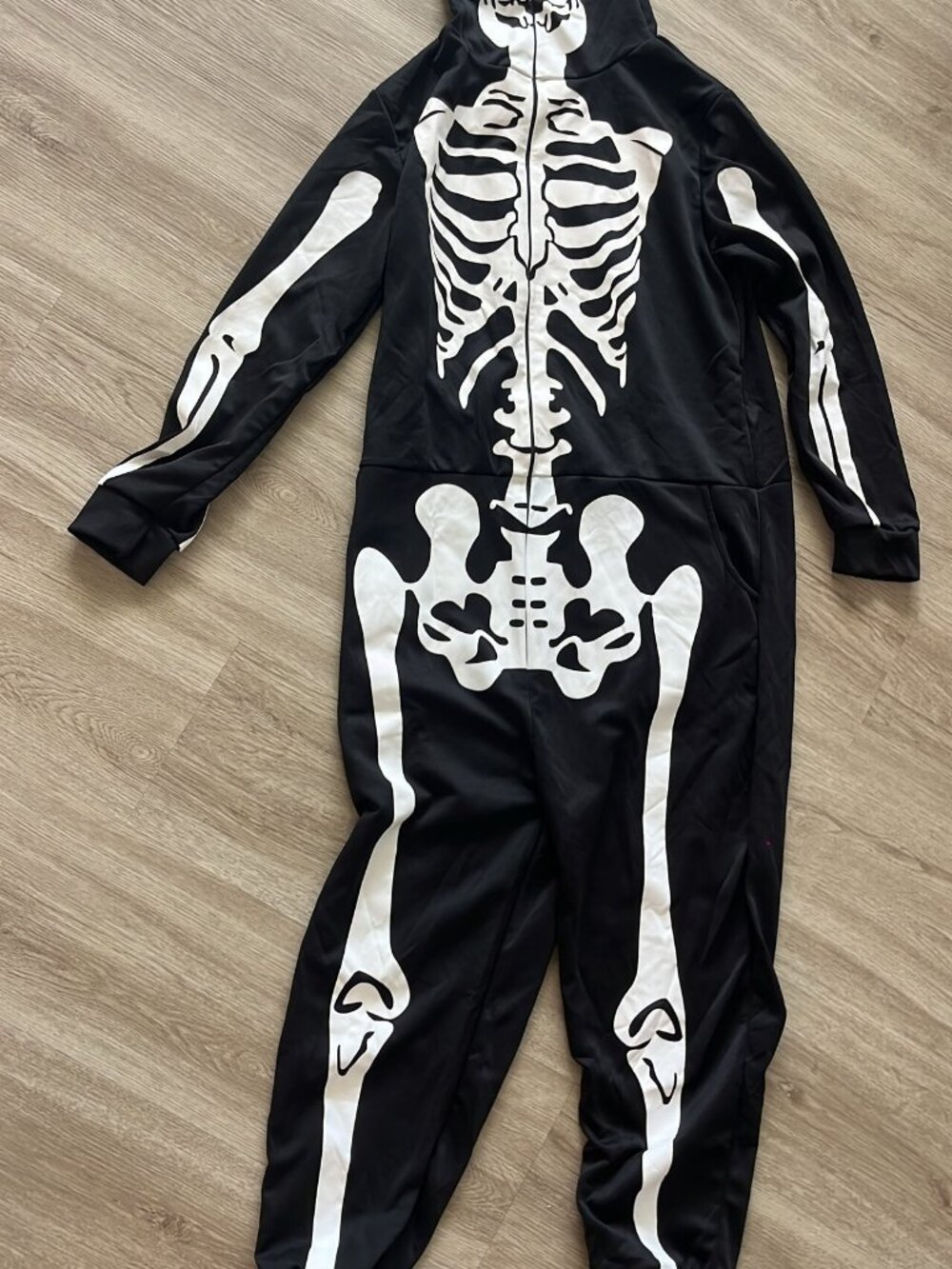 Hooded Skeleton Onesie L Full Face Mask NWOT